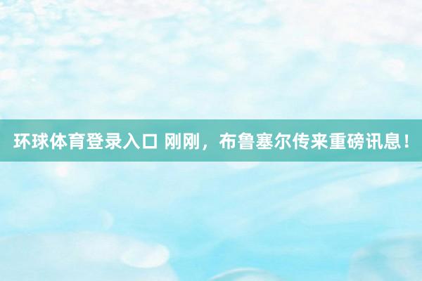 环球体育登录入口 刚刚，布鲁塞尔传来重磅讯息！