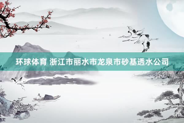环球体育 浙江市丽水市龙泉市砂基透水公司