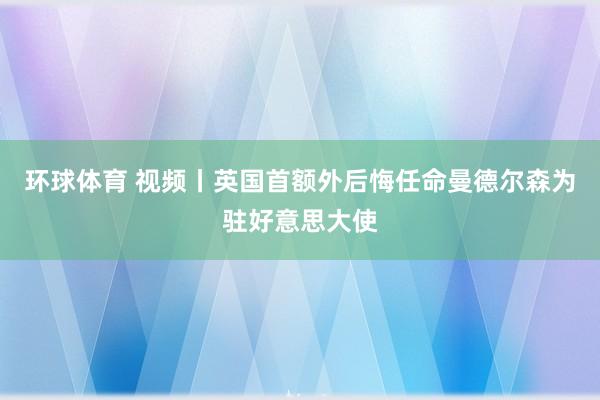环球体育 视频丨英国首额外后悔任命曼德尔森为驻好意思大使