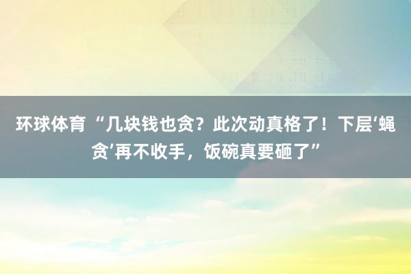 环球体育 “几块钱也贪？此次动真格了！下层‘蝇贪’再不收手，饭碗真要砸了”