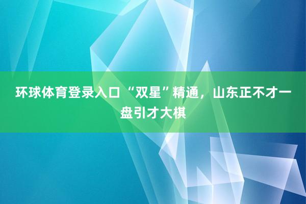环球体育登录入口 “双星”精通，山东正不才一盘引才大棋