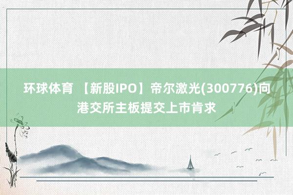 环球体育 【新股IPO】帝尔激光(300776)向港交所主板提交上市肯求