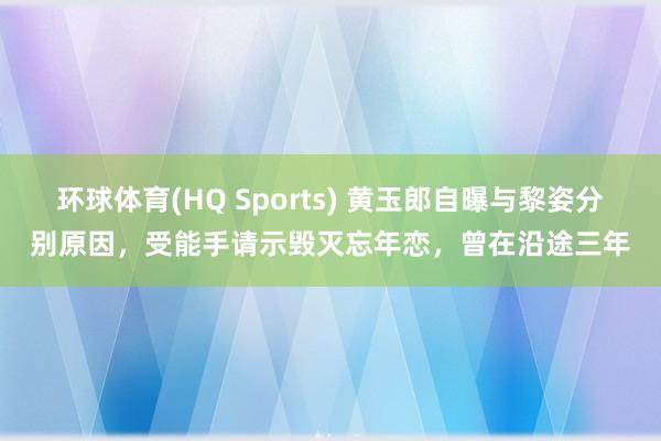 环球体育(HQ Sports) 黄玉郎自曝与黎姿分别原因，受能手请示毁灭忘年恋，曾在沿途三年